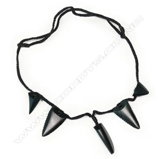 Ross McCabe carved arahura pounamu five 'tooth' pendant,